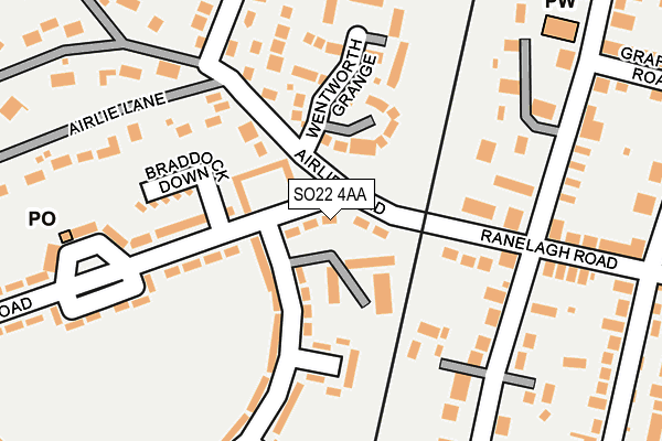 SO22 4AA map - OS OpenMap – Local (Ordnance Survey)