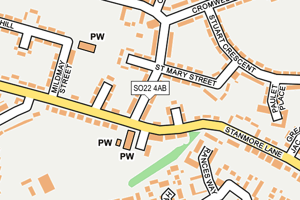 SO22 4AB map - OS OpenMap – Local (Ordnance Survey)