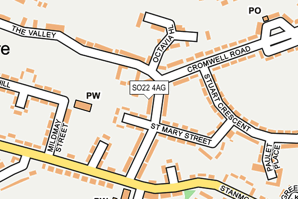 SO22 4AG map - OS OpenMap – Local (Ordnance Survey)