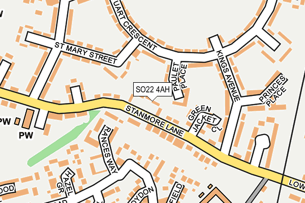 SO22 4AH map - OS OpenMap – Local (Ordnance Survey)