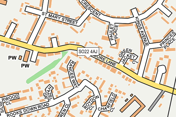 SO22 4AJ map - OS OpenMap – Local (Ordnance Survey)