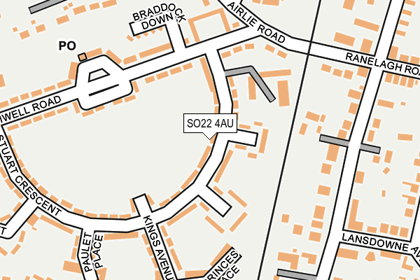 SO22 4AU map - OS OpenMap – Local (Ordnance Survey)