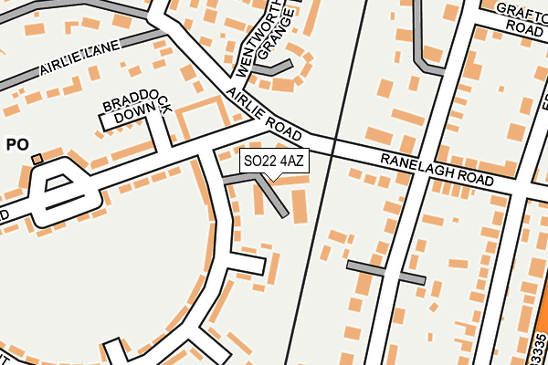 SO22 4AZ map - OS OpenMap – Local (Ordnance Survey)