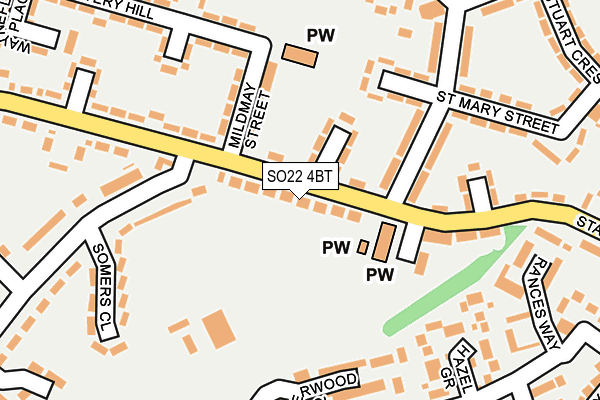 SO22 4BT map - OS OpenMap – Local (Ordnance Survey)