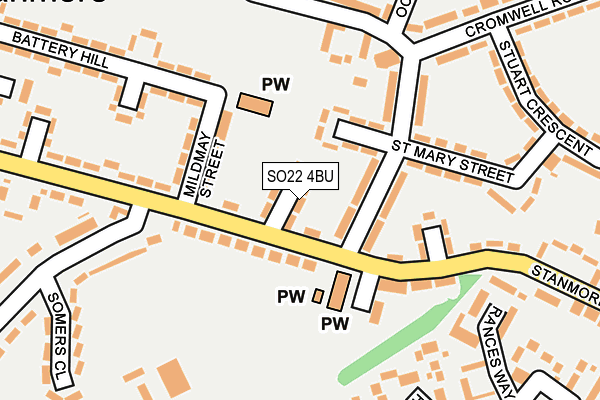 SO22 4BU map - OS OpenMap – Local (Ordnance Survey)