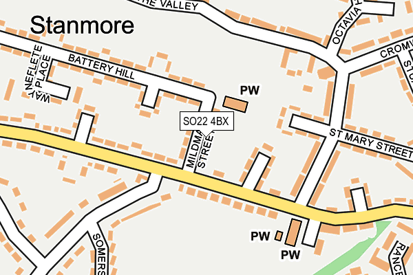 SO22 4BX map - OS OpenMap – Local (Ordnance Survey)