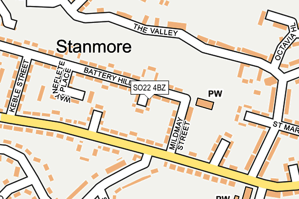 SO22 4BZ map - OS OpenMap – Local (Ordnance Survey)