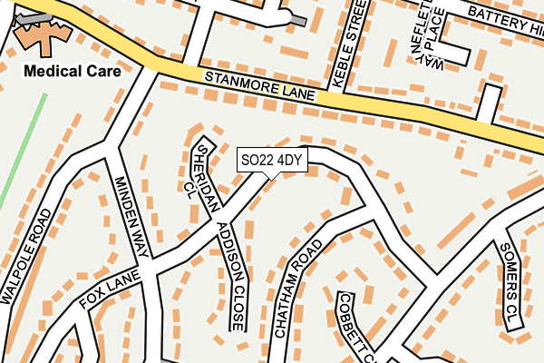 SO22 4DY map - OS OpenMap – Local (Ordnance Survey)