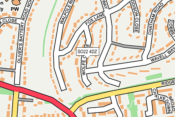 SO22 4DZ map - OS OpenMap – Local (Ordnance Survey)