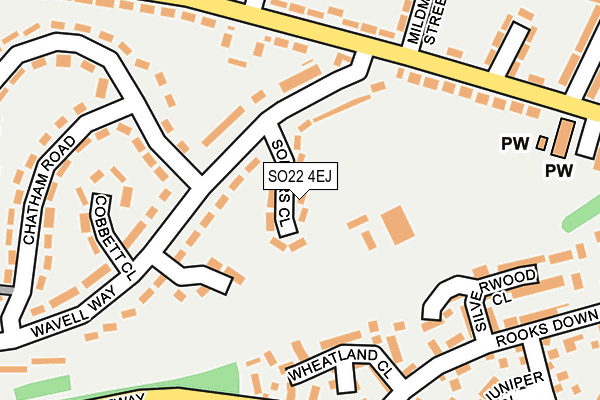 SO22 4EJ map - OS OpenMap – Local (Ordnance Survey)