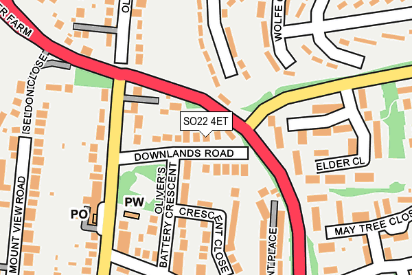 SO22 4ET map - OS OpenMap – Local (Ordnance Survey)