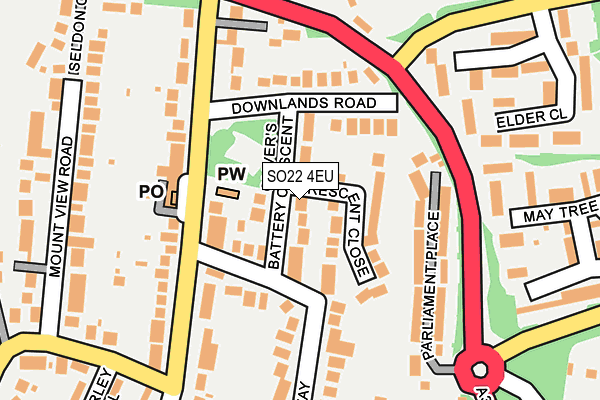 SO22 4EU map - OS OpenMap – Local (Ordnance Survey)