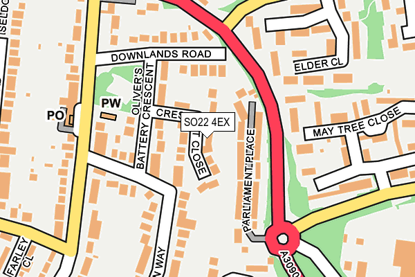 SO22 4EX map - OS OpenMap – Local (Ordnance Survey)