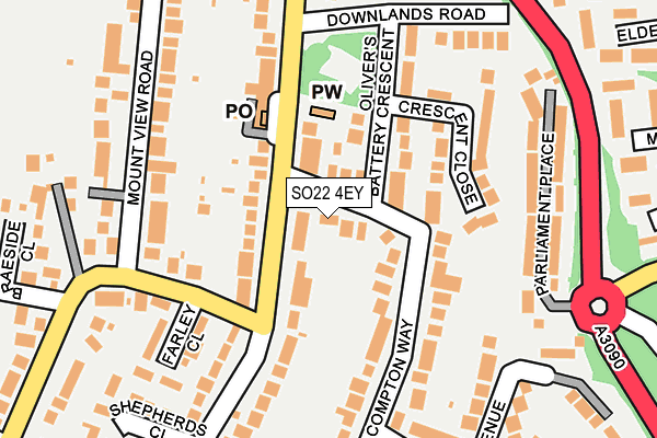 SO22 4EY map - OS OpenMap – Local (Ordnance Survey)