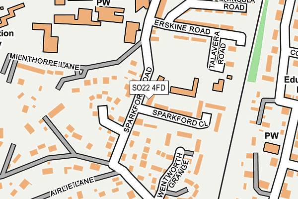 SO22 4FD map - OS OpenMap – Local (Ordnance Survey)
