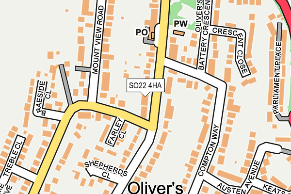 SO22 4HA map - OS OpenMap – Local (Ordnance Survey)