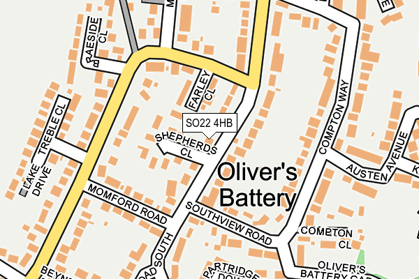 SO22 4HB map - OS OpenMap – Local (Ordnance Survey)