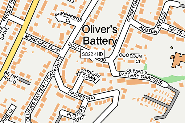 SO22 4HD map - OS OpenMap – Local (Ordnance Survey)