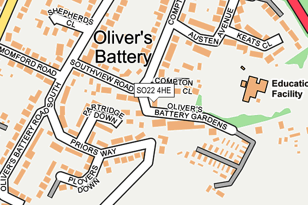 SO22 4HE map - OS OpenMap – Local (Ordnance Survey)