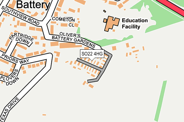 SO22 4HG map - OS OpenMap – Local (Ordnance Survey)