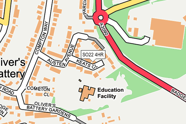 SO22 4HR map - OS OpenMap – Local (Ordnance Survey)