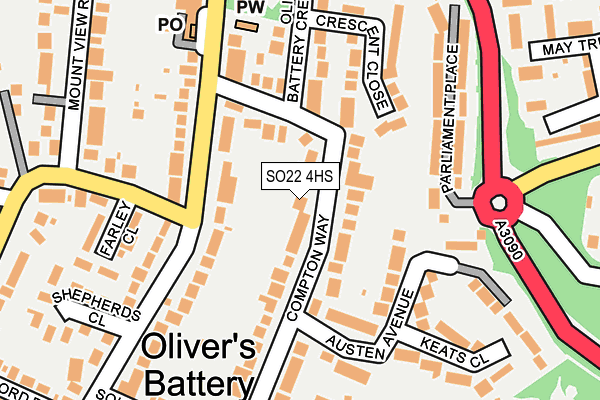 SO22 4HS map - OS OpenMap – Local (Ordnance Survey)