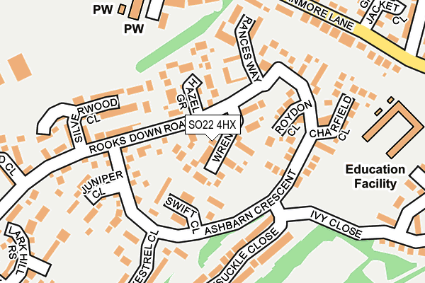 SO22 4HX map - OS OpenMap – Local (Ordnance Survey)
