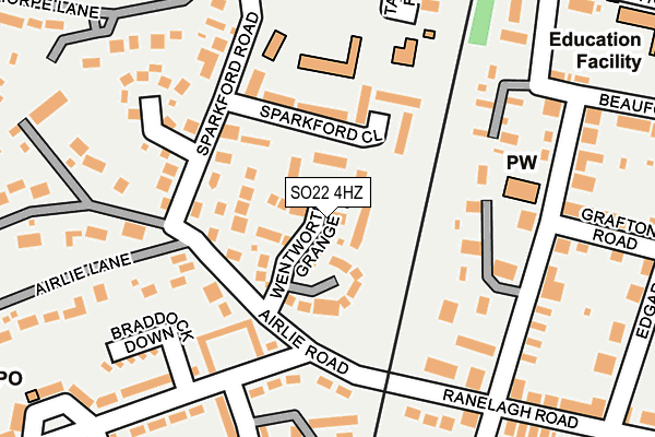 SO22 4HZ map - OS OpenMap – Local (Ordnance Survey)