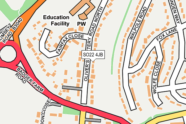 SO22 4JB map - OS OpenMap – Local (Ordnance Survey)