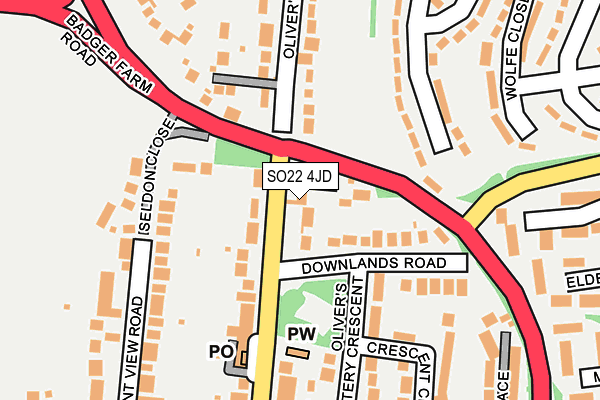 SO22 4JD map - OS OpenMap – Local (Ordnance Survey)