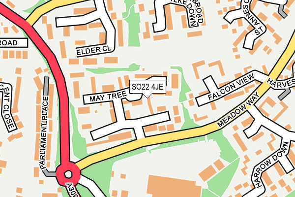 SO22 4JE map - OS OpenMap – Local (Ordnance Survey)