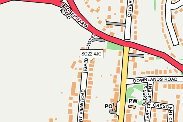 SO22 4JG map - OS OpenMap – Local (Ordnance Survey)