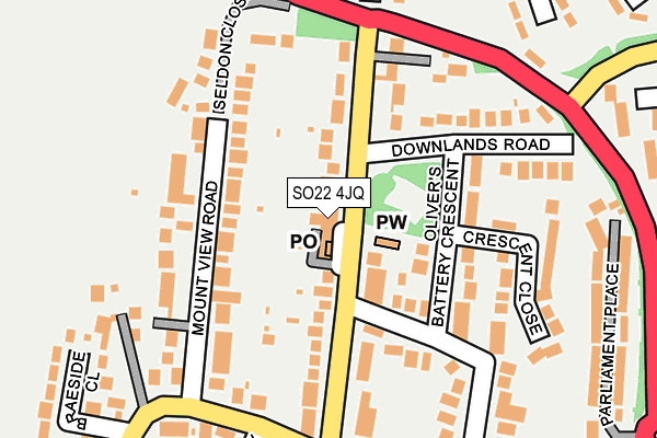 SO22 4JQ map - OS OpenMap – Local (Ordnance Survey)