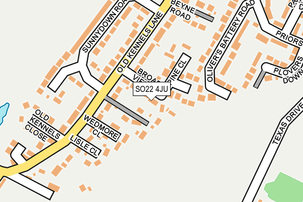 SO22 4JU map - OS OpenMap – Local (Ordnance Survey)