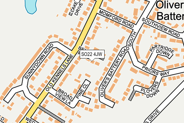 SO22 4JW map - OS OpenMap – Local (Ordnance Survey)