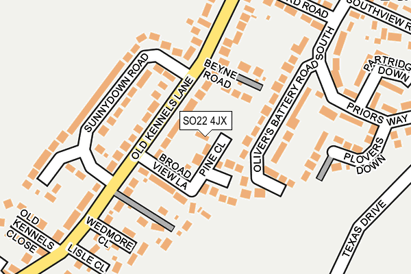 SO22 4JX map - OS OpenMap – Local (Ordnance Survey)