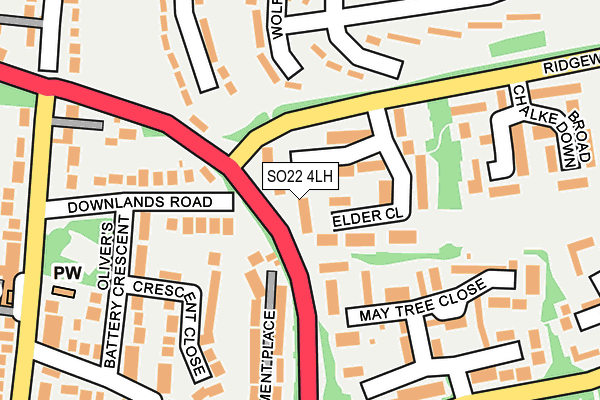 SO22 4LH map - OS OpenMap – Local (Ordnance Survey)