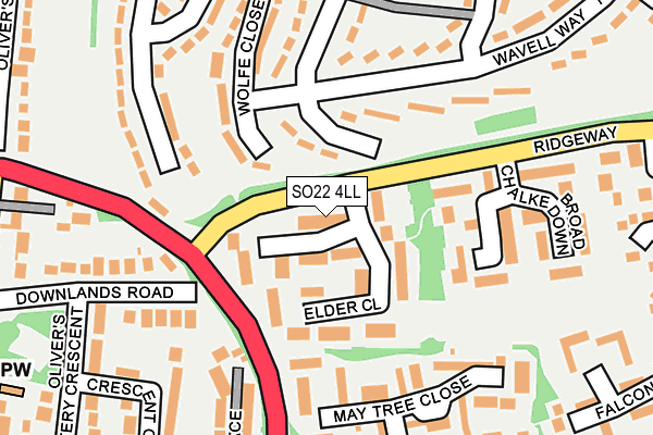 SO22 4LL map - OS OpenMap – Local (Ordnance Survey)