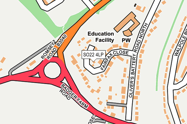 SO22 4LP map - OS OpenMap – Local (Ordnance Survey)