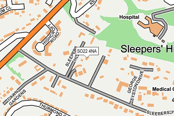 SO22 4NA map - OS OpenMap – Local (Ordnance Survey)