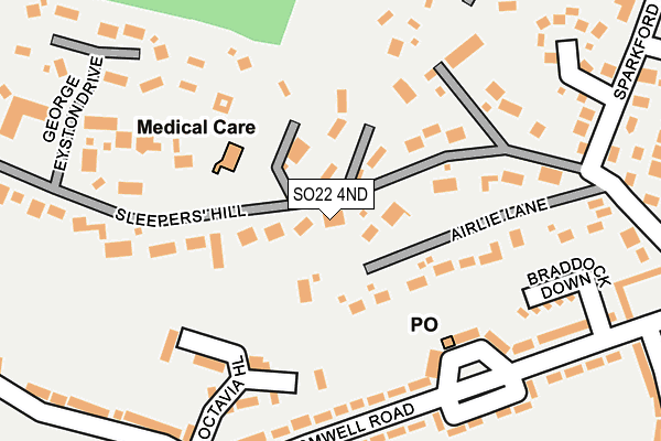 SO22 4ND map - OS OpenMap – Local (Ordnance Survey)