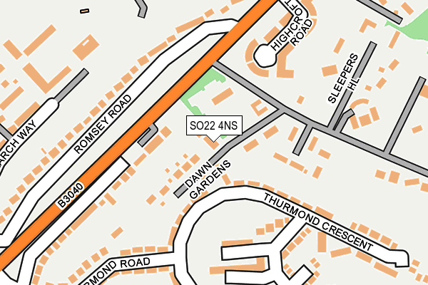 SO22 4NS map - OS OpenMap – Local (Ordnance Survey)