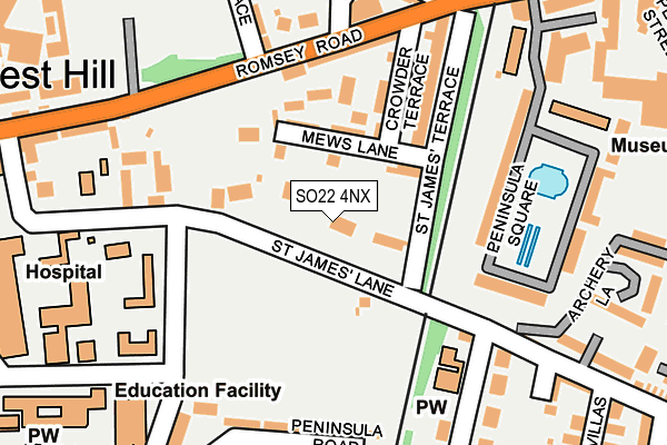 SO22 4NX map - OS OpenMap – Local (Ordnance Survey)