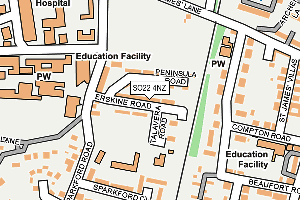SO22 4NZ map - OS OpenMap – Local (Ordnance Survey)