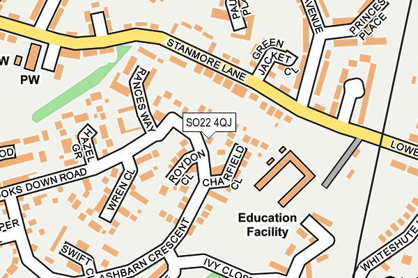 SO22 4QJ map - OS OpenMap – Local (Ordnance Survey)