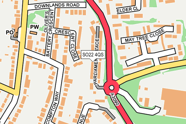 SO22 4QS map - OS OpenMap – Local (Ordnance Survey)