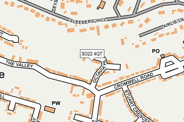 SO22 4QT map - OS OpenMap – Local (Ordnance Survey)