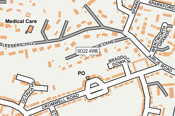 SO22 4WB map - OS OpenMap – Local (Ordnance Survey)