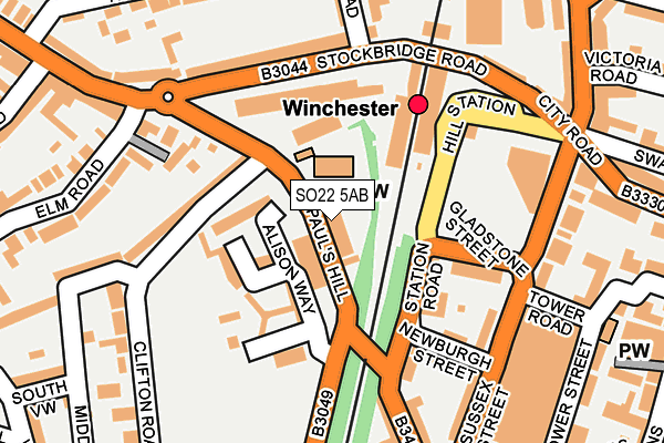 SO22 5AB map - OS OpenMap – Local (Ordnance Survey)