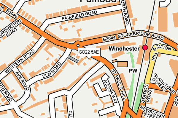 SO22 5AE map - OS OpenMap – Local (Ordnance Survey)